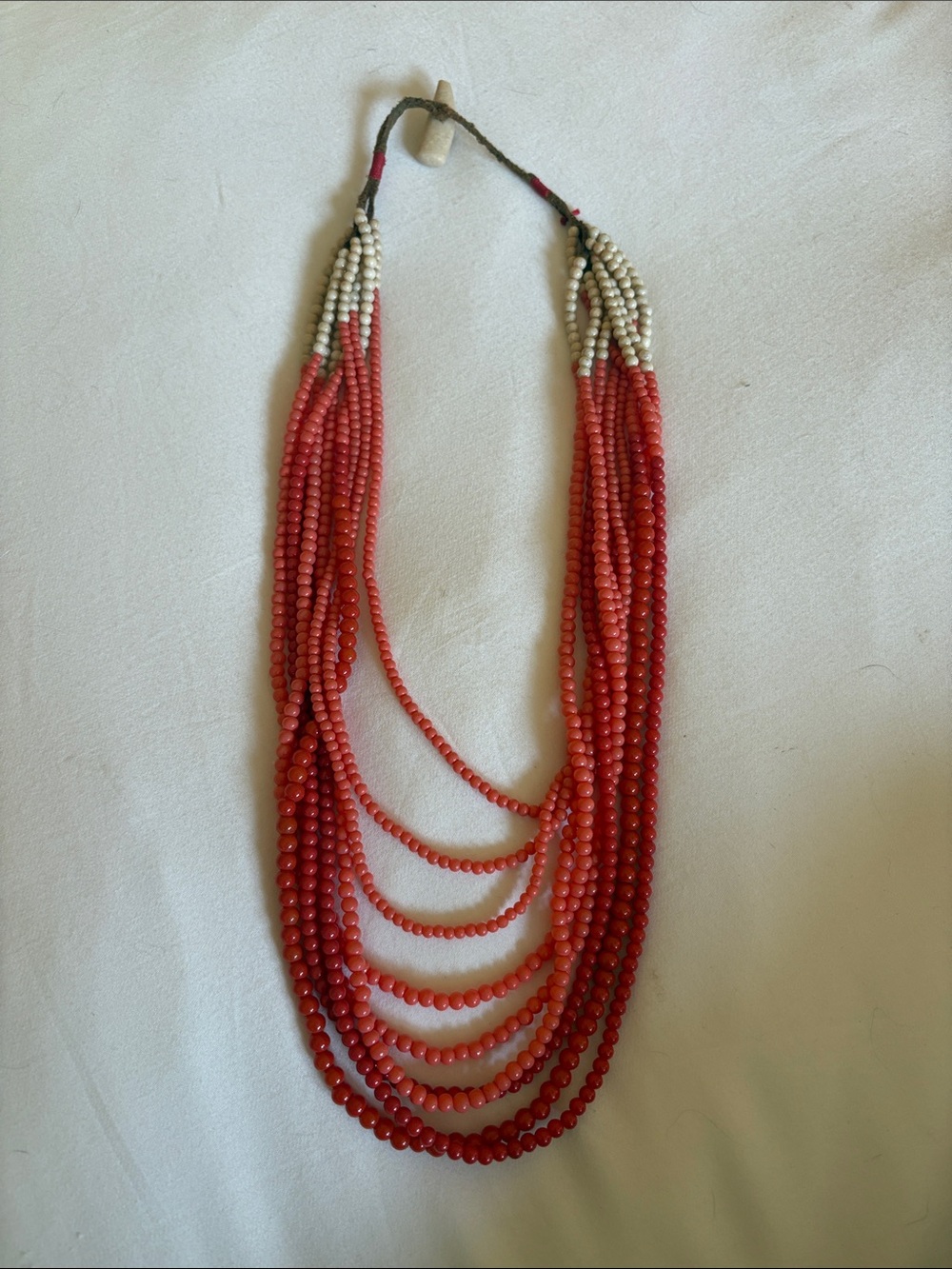 Banana Republic Coral and Ivory Layered Beaded Necklace